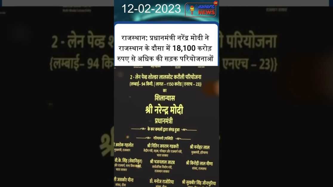 प्रधानमंत्री नरेंद्र मोदी ने राजस्थान के दौसा में 18,100 करोड़ रुपए से अधिक की सड़क परियोजनाओं....