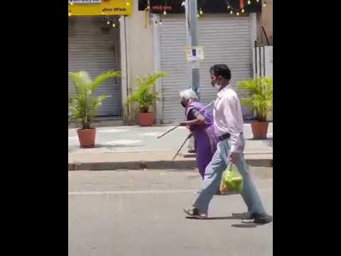 An old lady from Pune showcases her skills with staff ("Dand", "Lathi")